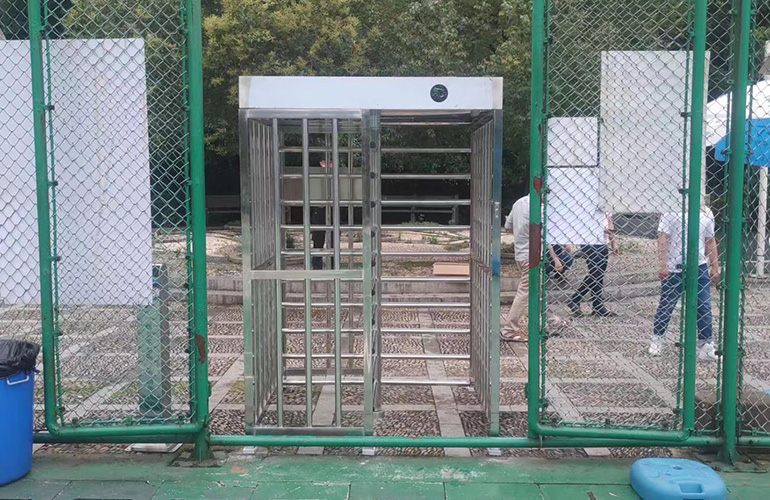 School basketball court full height turnstile